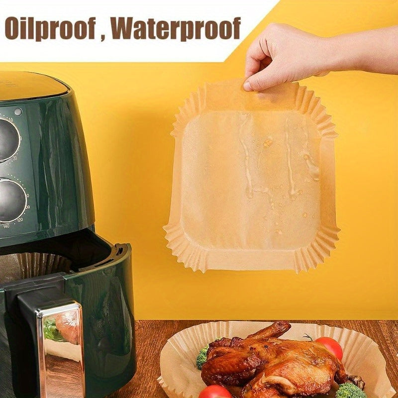 130pcs Heavy-Duty Air Fryer Liners Nonstick, Fits 5-10QT Air Fryers, with Rounded Edges - Disposable Parchment Paper Sheets for Oven, Microwave, Deep Fryer - Perfect for Home, Parties, BBQ, Restaurants - Easy Cleanup & Mess-Free Cooking, Bbq Accessories,