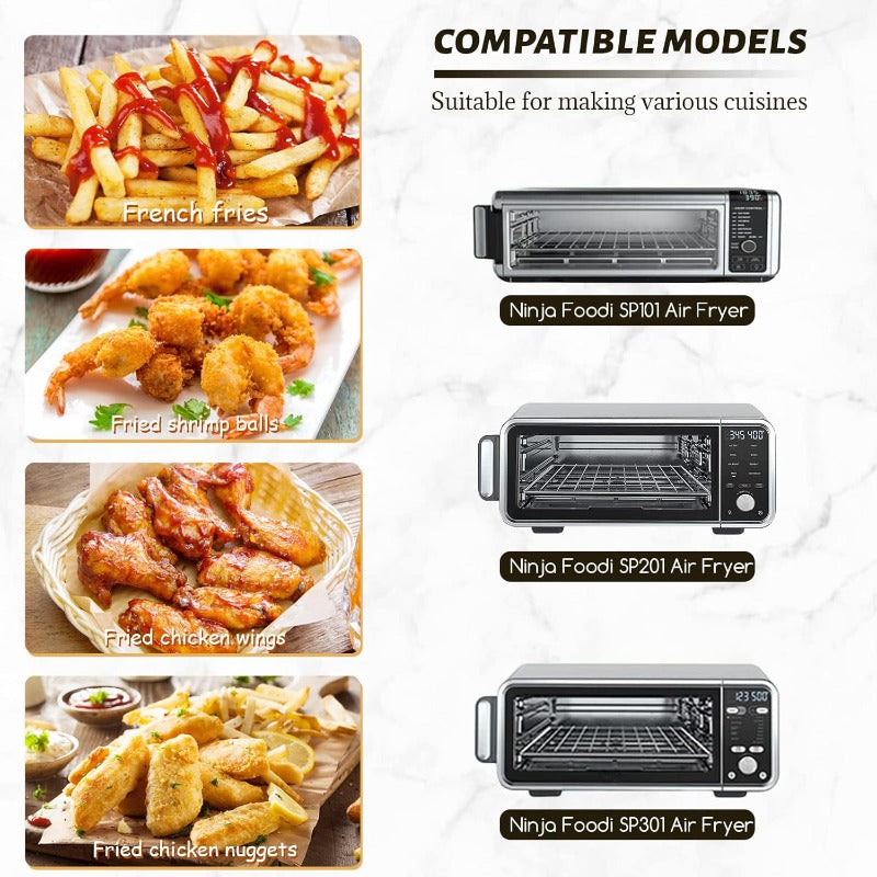 100 Sheets Air Fryer Parchment Paper Liners - Pre-Cut Squares with Rounded Edges, Non-Stick, Oven & Microwave Safe up to 428°F, Compatible with Instant Pot Foodi Flip SP101/SP201/SP301/SP351, Toaster Oven, Air Fryer - Beige, No Cleanup Needed - Ideal for