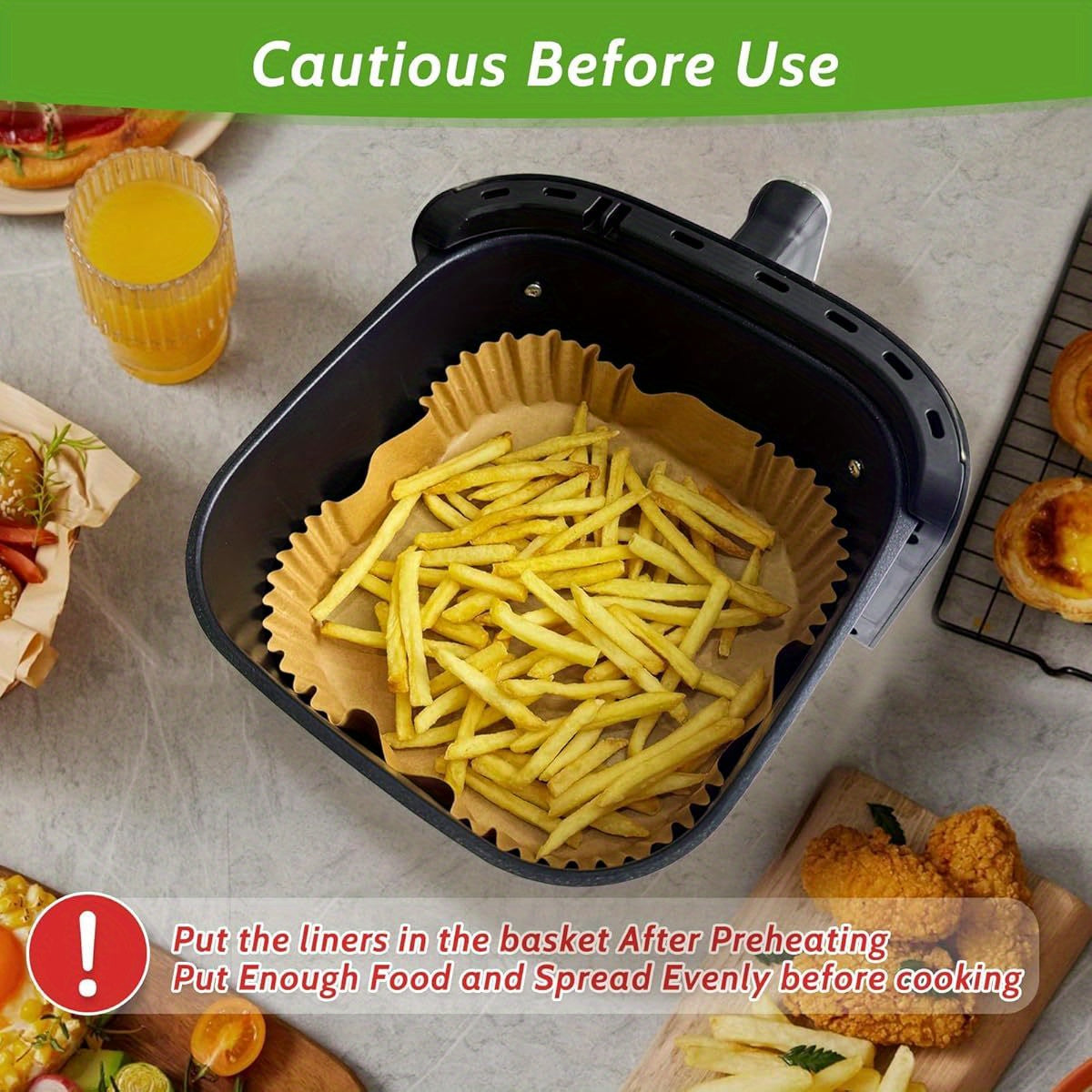 360pcs 6. 5 Square Unbleached Heavy Duty Air Fryer Paper Liners Disposable, Non-Stick & Non-Leak Parchment Paper Liners for Airfryer Basket, Deep Fryer Parts & Accessories, Air Fryer Liners Non Stick, Air Fryer Butter Paper, Air Fryer Liners Large Size,