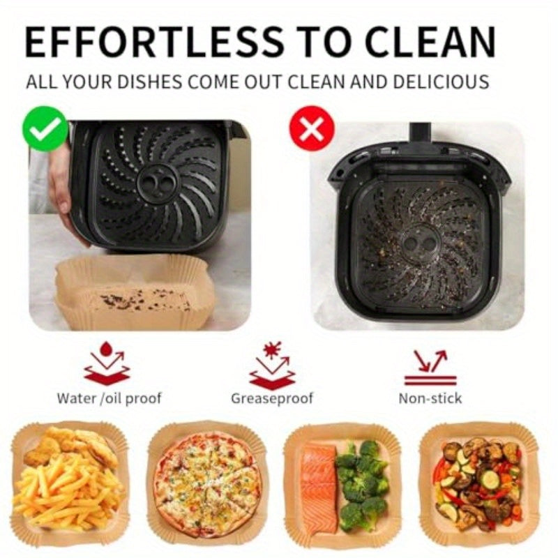 Air Fryer Paper Liners 200pcs Parchment Paper 8 Inch Sheets Square Air Fryer Disposable Liner for 58QT Air fryer Baking Roasting Microwave NonStick and Oil Proof for Easy Cleanup-Stick, Oil Proof, Compatible with 5-8QT Air Fryers, Oven, Microwave, toaster