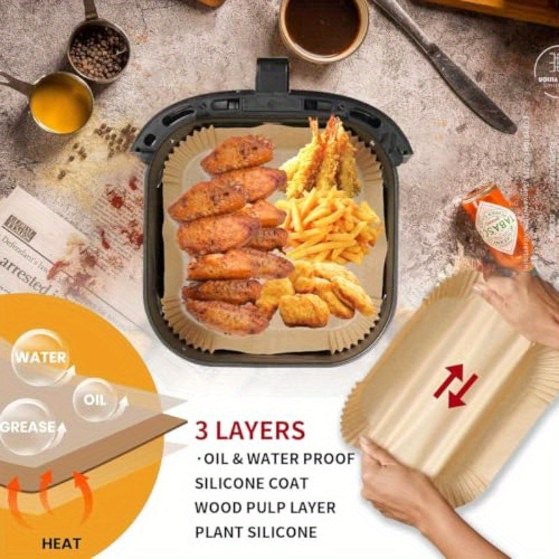 Air Fryer Paper Liners 200pcs Parchment Paper 8 Inch Sheets Square Air Fryer Disposable Liner for 58QT Air fryer Baking Roasting Microwave NonStick and Oil Proof for Easy Cleanup-Stick, Oil Proof, Compatible with 5-8QT Air Fryers, Oven, Microwave, toaster