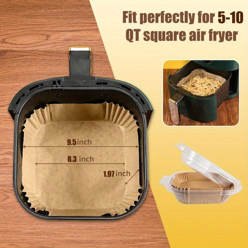 130pcs Heavy-Duty Air Fryer Liners Nonstick, Fits 5-10QT Air Fryers, with Rounded Edges - Disposable Parchment Paper Sheets for Oven, Microwave, Deep Fryer - Perfect for Home, Parties, BBQ, Restaurants - Easy Cleanup & Mess-Free Cooking, Bbq Accessories,