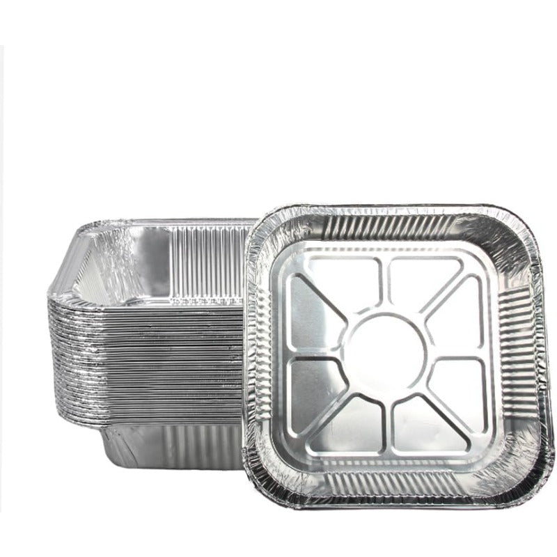 50pcs Heavy-Duty Non-Stick Disposable Aluminum Foil Air Fryer Liners - 7x7 Inch Square Pans with Rounded Corners, 600°C Heat-Resistant, Greaseproof & High Quality for Instant Pot, Oven, Grill, Steamer Basket - Stackable, Induction-Safe (Compatible with