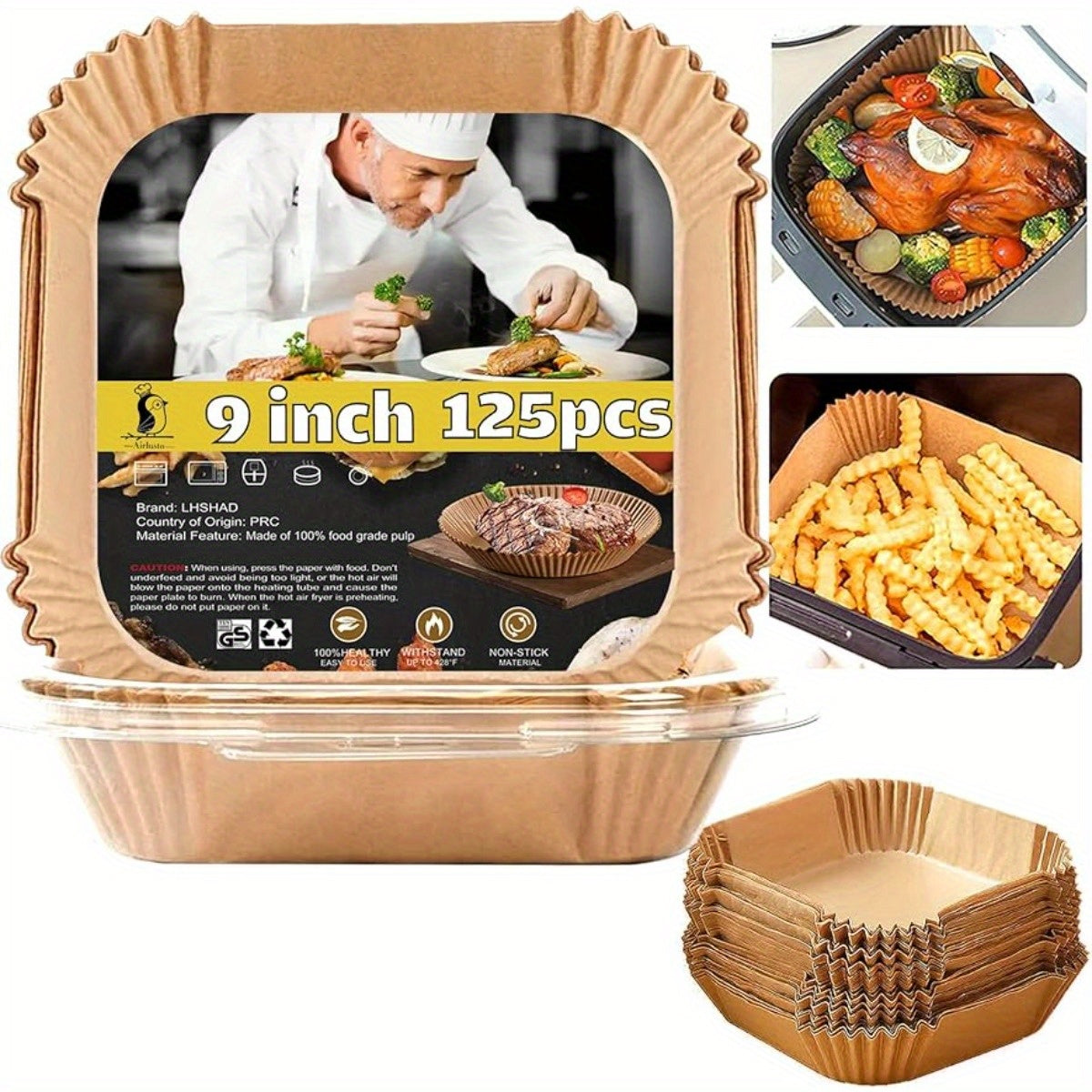 100pcs disposable paper liners for air fryers, large paper liners for square air fryers, and non stick parchment paper for frying, baking, cooking, baking, and microwave ovens, Air Fryer Liners Non Stick, Special Paper for Airfryer, Air Fryer Butter