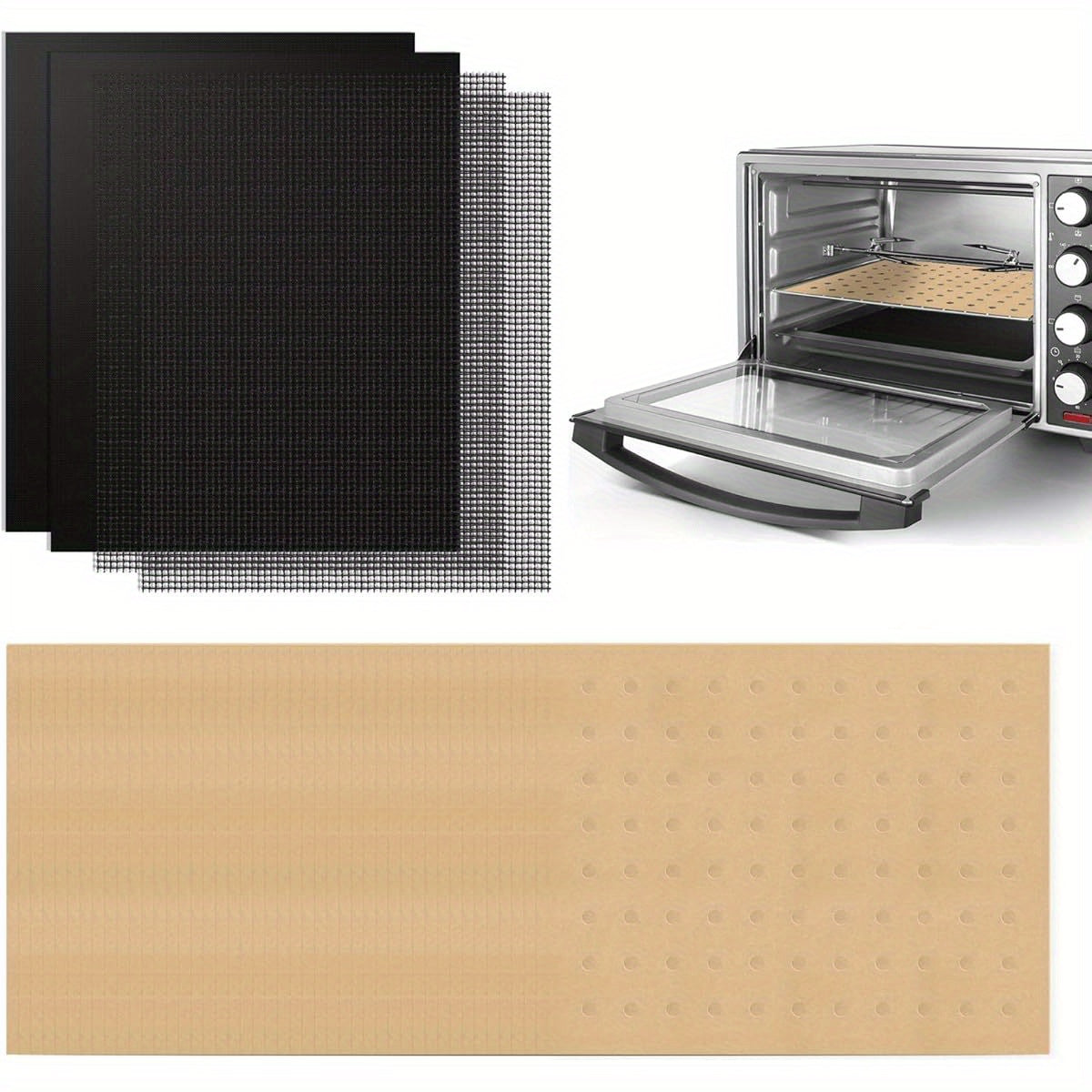 100pcs 11x9 Inch Disposable Parchment Paper with 2pcs Reusable Toast Oven Liners & Grill Mats Set - Non-Stick, Precut Air Fryer Liners for Oven & Grill, Perfect for Baking, Frying, and Grilling, Kitchen Essentials|Reusable Liners|Nonstick Surface, Oven