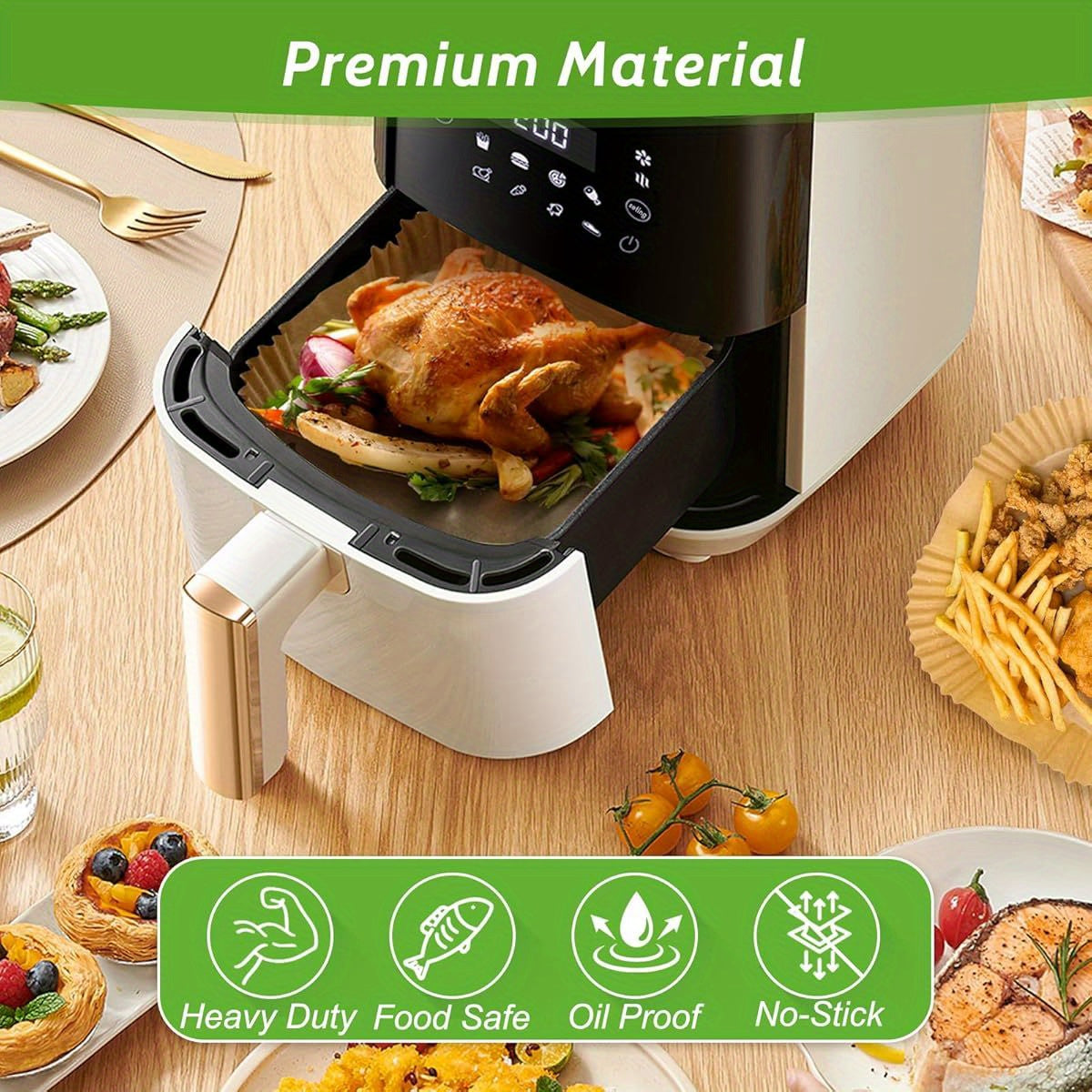 360pcs 6. 5 Square Unbleached Heavy Duty Air Fryer Paper Liners Disposable, Non-Stick & Non-Leak Parchment Paper Liners for Airfryer Basket, Deep Fryer Parts & Accessories, Air Fryer Liners Non Stick, Air Fryer Butter Paper, Air Fryer Liners Large Size,