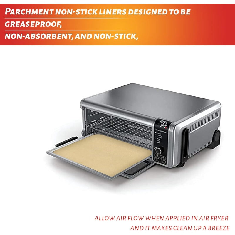 100 Sheets 12-Inch Air Fryer Parchment Paper Squares - Unbleached Pre-Cut Non-Stick Disposable Baking Liners with Rounded Corners, 428°F Safe, Compatible with Ninja Foodi Flip, Cuisinart Toaster Oven, Microwave, Oven, Steamer - Precut for Easy Use, No