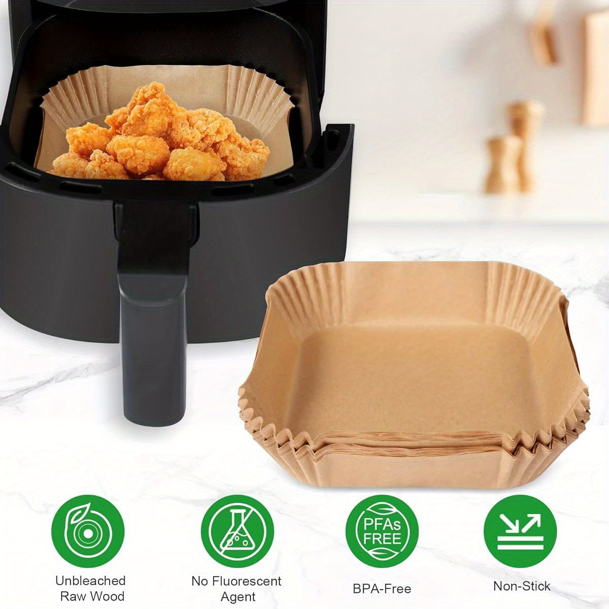 130pcs SIUDANGKA Air Fryer Liners Disposable - Compatible with COSORI 2.1 Qt Air Fryer, Non-Stick Parchment Paper Baking Sheets with Rounded Edges, Pre-Cut Exact Fit for Easy Cooking, BPA/PFAS-Free, 430°F Safe, 130pcs (Compatible with Instant Pot Air