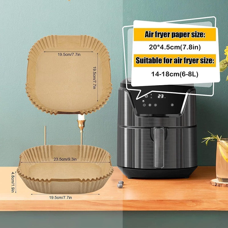 125pcs Air Fryer Liners Nonstick, Oilproof, Waterproof, Food Grade Parchment Paper - Pre-Cut 8x8 Inch Square Sheets, Non-Stick Surface for Easy Cleanup, Compatible with Air Fryer, Oven, Microwave, Deep Fryer - Ideal for Home, Restaurants, Parties,