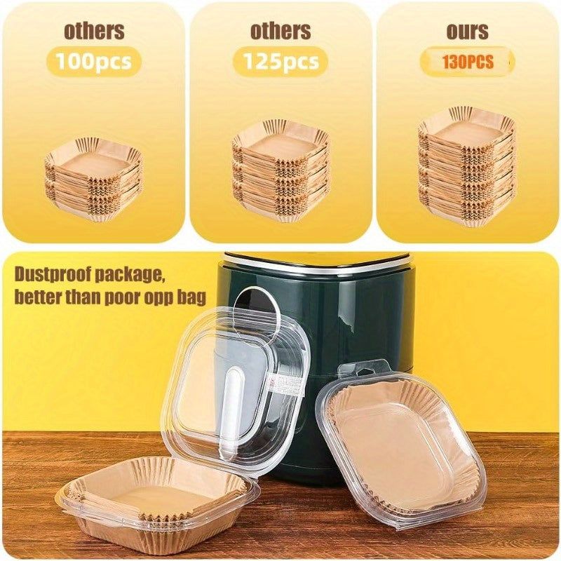 130pcs Heavy-Duty Air Fryer Liners Nonstick, Fits 5-10QT Air Fryers, with Rounded Edges - Disposable Parchment Paper Sheets for Oven, Microwave, Deep Fryer - Perfect for Home, Parties, BBQ, Restaurants - Easy Cleanup & Mess-Free Cooking, Bbq Accessories,