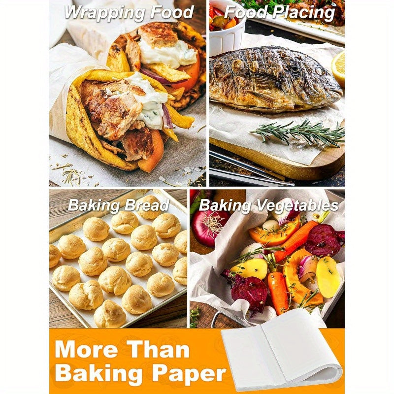 200pcs 12x16 Inch Non-Stick Precut Baking Sheets, Perfect for Air Fryer, Steaming, Bread, Cupcakes, Cookies & More – White, Versatile Baking Aid, Nonstick Design, Foodsafe Material, Baking Liners, Kitchen Hobbyists