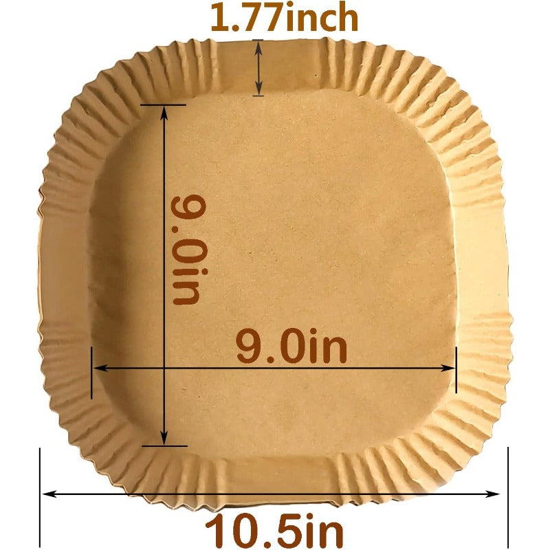 100pcs 9-Inch XL Air Fryer Disposable Paper Liners - Non-Stick Thickened Waterproof & Oilproof Baking Sheets, Square Air Fryer Rack Liners for 6-10 Qt Ovens, Microwaves, Grills - Heat-Resistant, Easy Cleanup, Mess-Free Cooking (Compatible with Air Fryers,