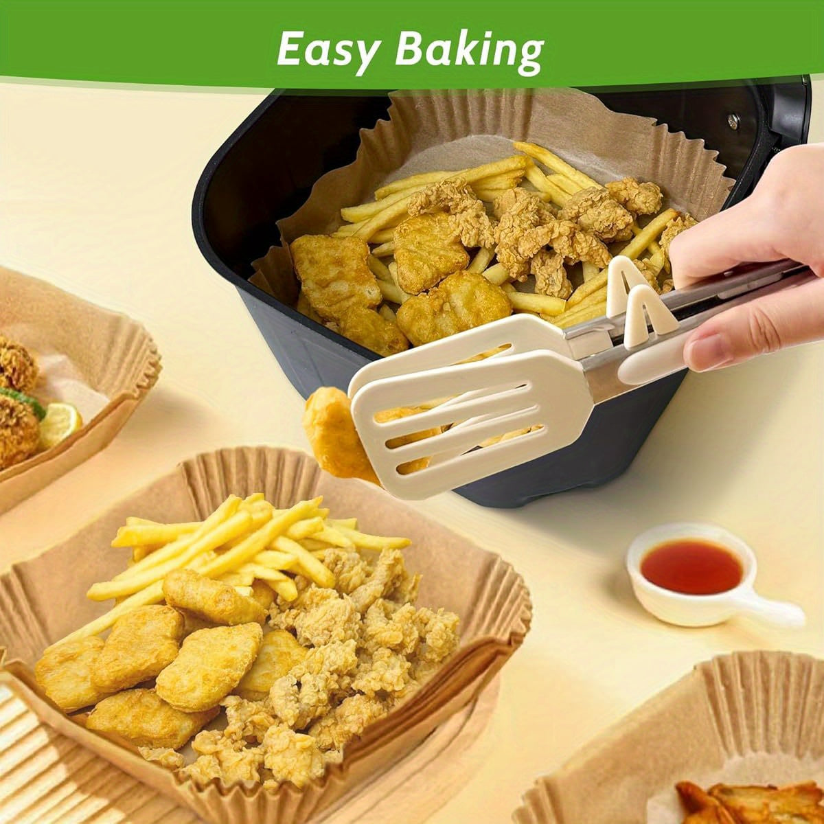360pcs 6. 5 Square Unbleached Heavy Duty Air Fryer Paper Liners Disposable, Non-Stick & Non-Leak Parchment Paper Liners for Airfryer Basket, Deep Fryer Parts & Accessories, Air Fryer Liners Non Stick, Air Fryer Butter Paper, Air Fryer Liners Large Size,
