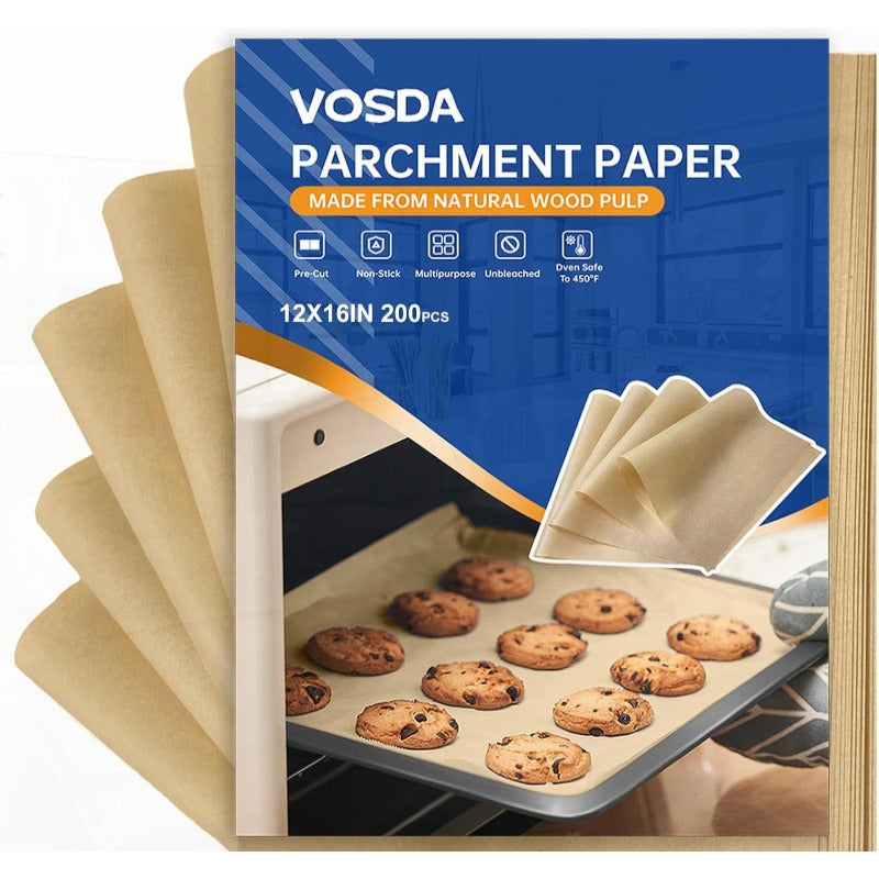 Parchment Paper Sheets for Baking 1216in Precut NonStick Parchment Paper Unbleached Baking Sheet Paper for Air FryerBaking Grilling Steaming Oven Suitable for Bread Cake Cookies 200P