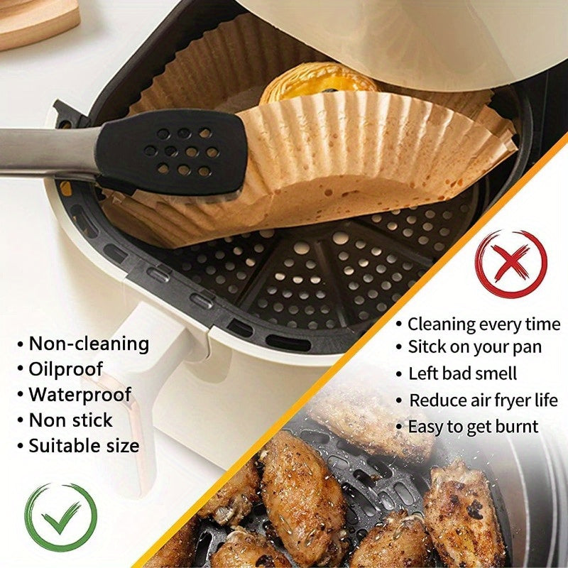 125pcs Air Fryer Liners Nonstick, Oilproof, Waterproof, Food Grade Parchment Paper - Pre-Cut 8x8 Inch Square Sheets, Non-Stick Surface for Easy Cleanup, Compatible with Air Fryer, Oven, Microwave, Deep Fryer - Ideal for Home, Restaurants, Parties,