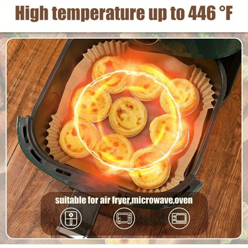 130pcs Heavy-Duty Air Fryer Liners Nonstick, Fits 5-10QT Air Fryers, with Rounded Edges - Disposable Parchment Paper Sheets for Oven, Microwave, Deep Fryer - Perfect for Home, Parties, BBQ, Restaurants - Easy Cleanup & Mess-Free Cooking, Bbq Accessories,