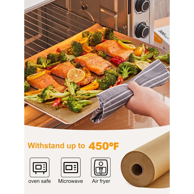 Parchment Paper Roll for Baking 2Pack of 15 in X 242 Ft 600 Sq. Ft Nonstick Baking Paper Sheets with Slide Cutter Heavy Duty Extra Long for Kitchen Baking Cooking Grilling Unbleached