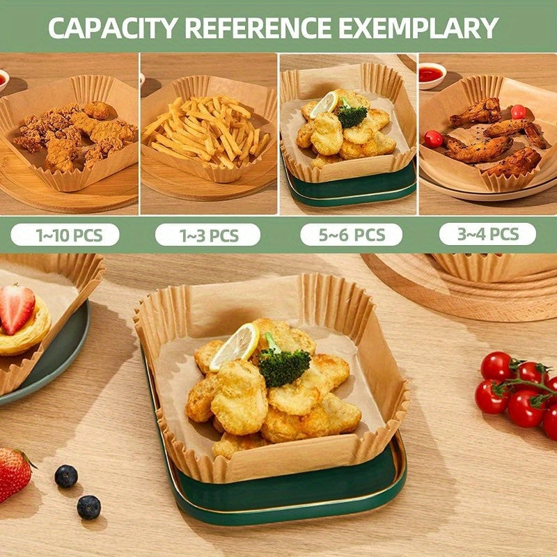 125pcs Nonstick Disposable Liners for Air Fryers - Oilproof And Waterproof Baking Paper, Food Grade Parchment for Roasting And Microwaving, 8-Inch Square, Baking Paper for Air Fryer