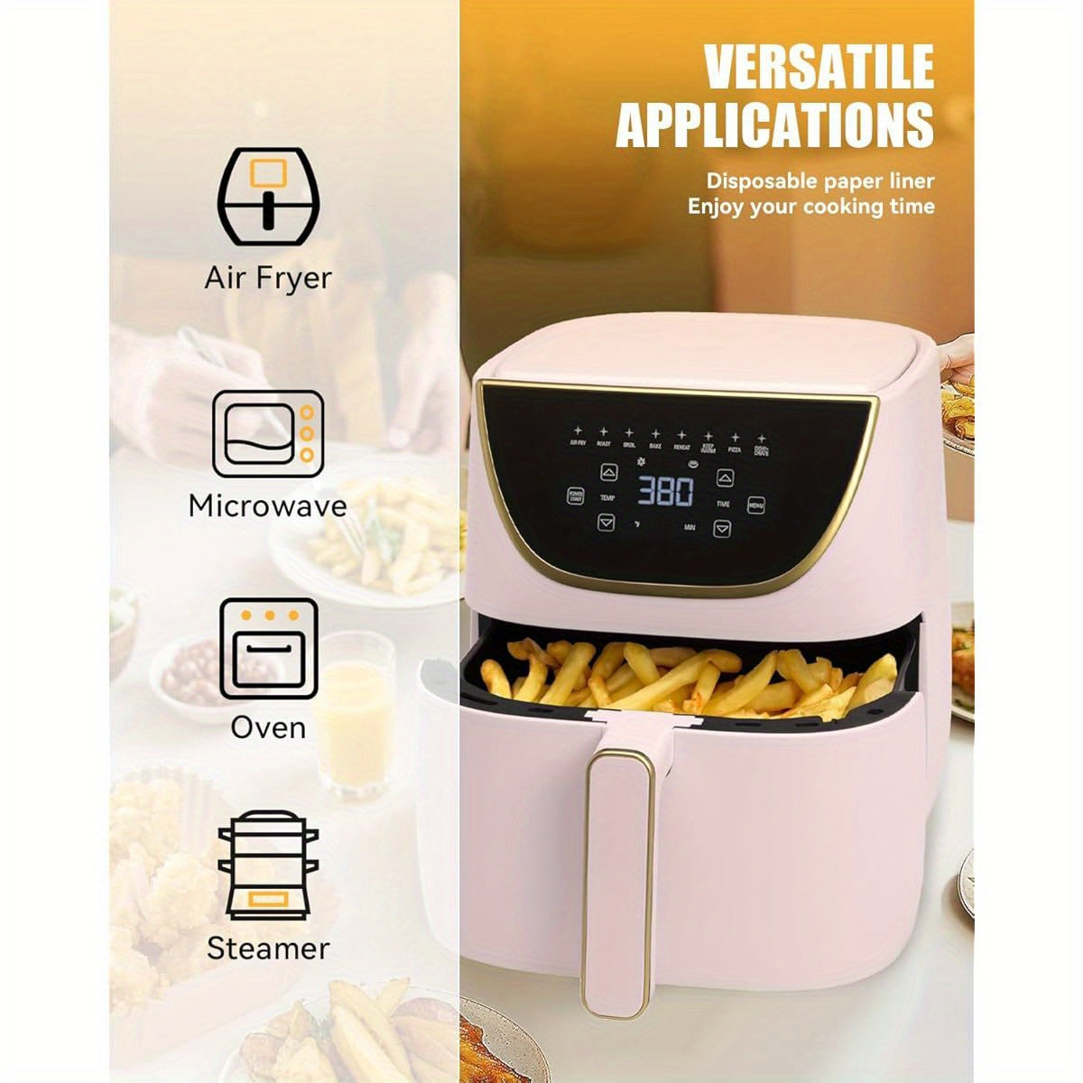130pcs Nonstick Air Fryer Liners for Paris Hilton 6-Quart & 8-Inch Fryer - Food Grade Disposable Parchment Paper Baking Inserts, Bleach-Free, Easy Cleanup, Perfect for Chicken, Fries, and More, Air Fryer Accessories, Kitchen Essentials, Modern