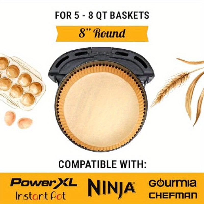 250pcs Ninja Air Fryer Liners Non-Stick & Oil-Proof Disposable Baking Sheets, 8 Inch Round Parchment Paper for 5-8 Qt Baskets, Compatible with Ninja, Gourmia, Chefman, PowerXL Air Fryers, Ovens & Microwaves - Easy Cleanup, Value Pack (250 Count),