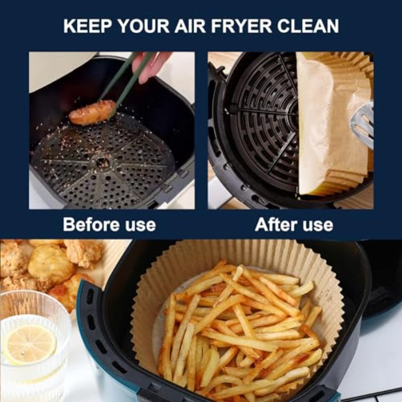 300pcs Heavy-Duty Non-Stick Air Fryer Baking Liners, Extra Large 7.9 Inch Round Parchment Papers, Pre-Cut Non-Stick Oven, Microwave, Fryer Sheets for Easy Cooking, Compatible with All Air Fryers, Ovens, Microwaves - Disposable & Kitchen Essentials, Air