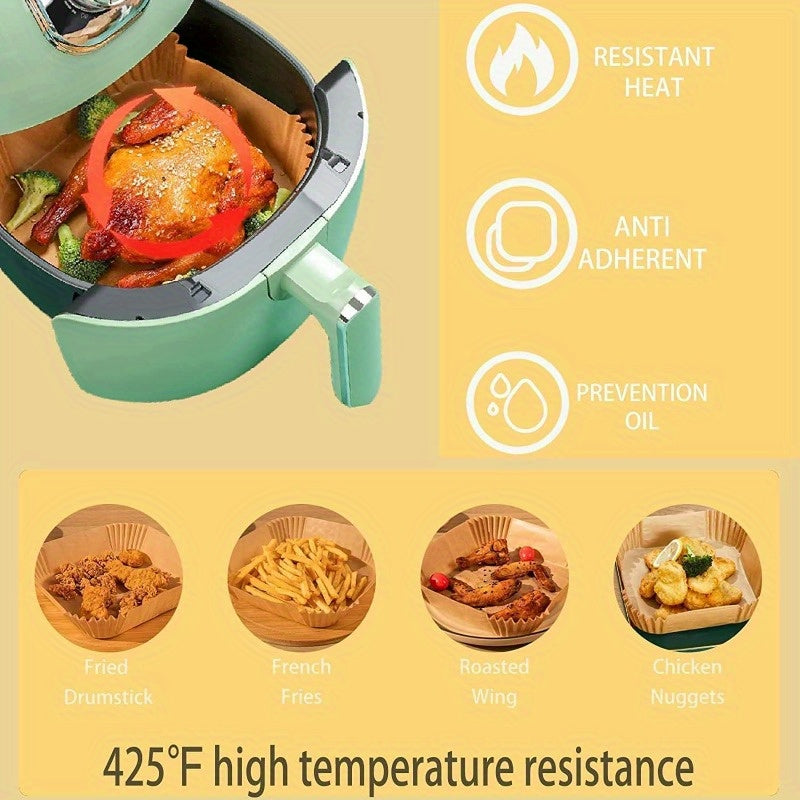 125pcs Nonstick Disposable Liners for Air Fryers - Oilproof And Waterproof Baking Paper, Food Grade Parchment for Roasting And Microwaving, 8-Inch Square, Baking Paper for Air Fryer