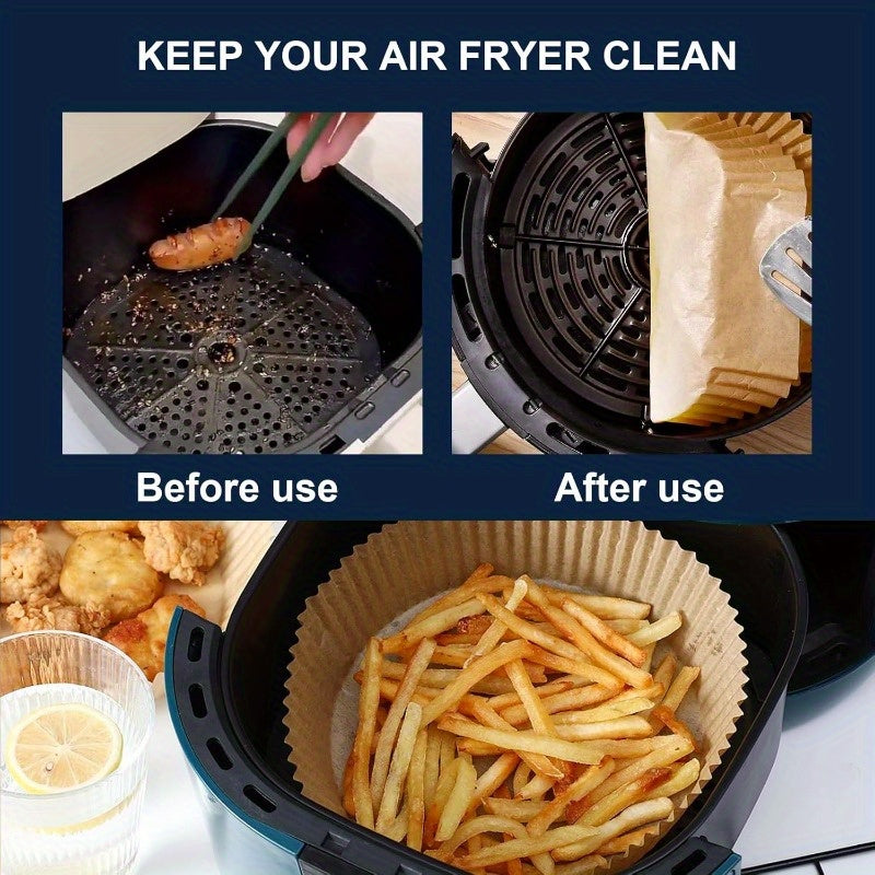 600pcs 7.9 Inch Round Air Fryer Baking Paper Liners - Non-Stick Parchment Sheets, Heat-Resistant up to 428°F, Oil-Proof & Safe for Air Fryer, Oven, Microwave, Steamer, Cooker - Compatible with 5-8QT Basket, Disposable & Easy Cleanup (Natural Wood Pulp) -