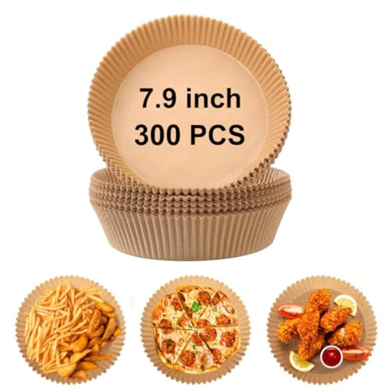 300pcs Heavy-Duty Non-Stick Air Fryer Baking Liners, Extra Large 7.9 Inch Round Parchment Papers, Pre-Cut Non-Stick Oven, Microwave, Fryer Sheets for Easy Cooking, Compatible with All Air Fryers, Ovens, Microwaves - Disposable & Kitchen Essentials, Air