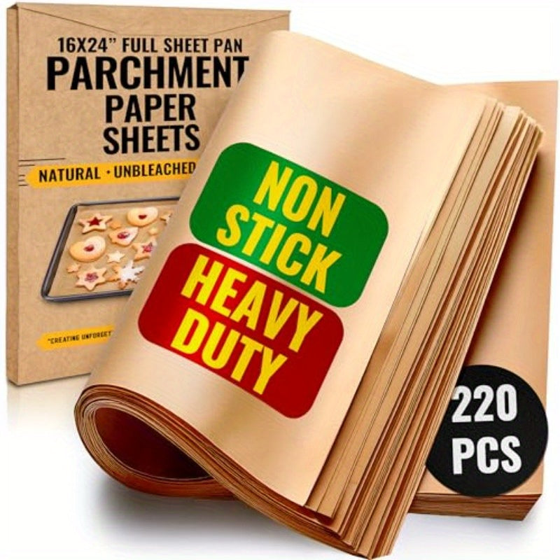 [220 Sheets] Full Sheet Pan 16 x 24 Inch Parchment Paper Baking Sheets by Bakers Signature Precut Silicone Coated Unbleached Will Not Curl or Burn NonToxic Comes in Convenient Packaging