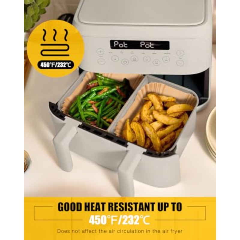 200pcs Air Fryer Paper Liners for Bella 4 QT TriZone Airfryer100pcs Large for Single Zone 100pcs Small for Dual Basket Nonstick Disposable Parchment Paper Baking Inserts Accessories Free of Bleach