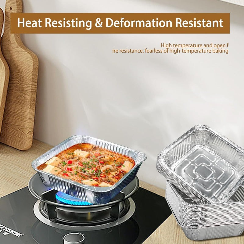 50pcs Heavy-Duty Non-Stick Disposable Aluminum Foil Air Fryer Liners - 7x7 Inch Square Pans with Rounded Corners, 600°C Heat-Resistant, Greaseproof & High Quality for Instant Pot, Oven, Grill, Steamer Basket - Stackable, Induction-Safe (Compatible with