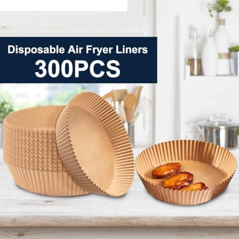300pcs Heavy-Duty Non-Stick Air Fryer Baking Liners, Extra Large 7.9 Inch Round Parchment Papers, Pre-Cut Non-Stick Oven, Microwave, Fryer Sheets for Easy Cooking, Compatible with All Air Fryers, Ovens, Microwaves - Disposable & Kitchen Essentials, Air