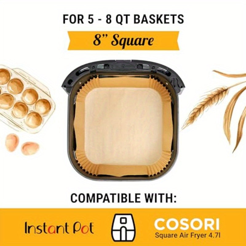 250pcs Disposable Air Fryer Liners - Non-Stick, Oil-Proof, Easy Cleanup, 8 Square Parchment Paper for Oven & Baking, Perfect for 5-8QT Baskets, Ideal for Home Cooking, Air Fryer Accessories, Baking Essentials, Easy Cleanup Liners, Oilproof Liners, Quick