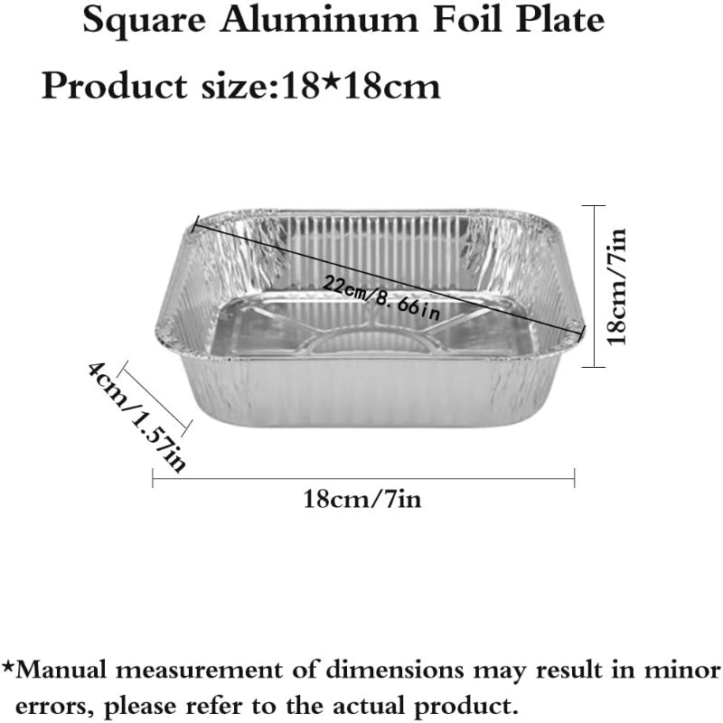 50pcs Heavy-Duty Non-Stick Disposable Aluminum Foil Air Fryer Liners - 7x7 Inch Square Pans with Rounded Corners, 600°C Heat-Resistant, Greaseproof & High Quality for Instant Pot, Oven, Grill, Steamer Basket - Stackable, Induction-Safe (Compatible with