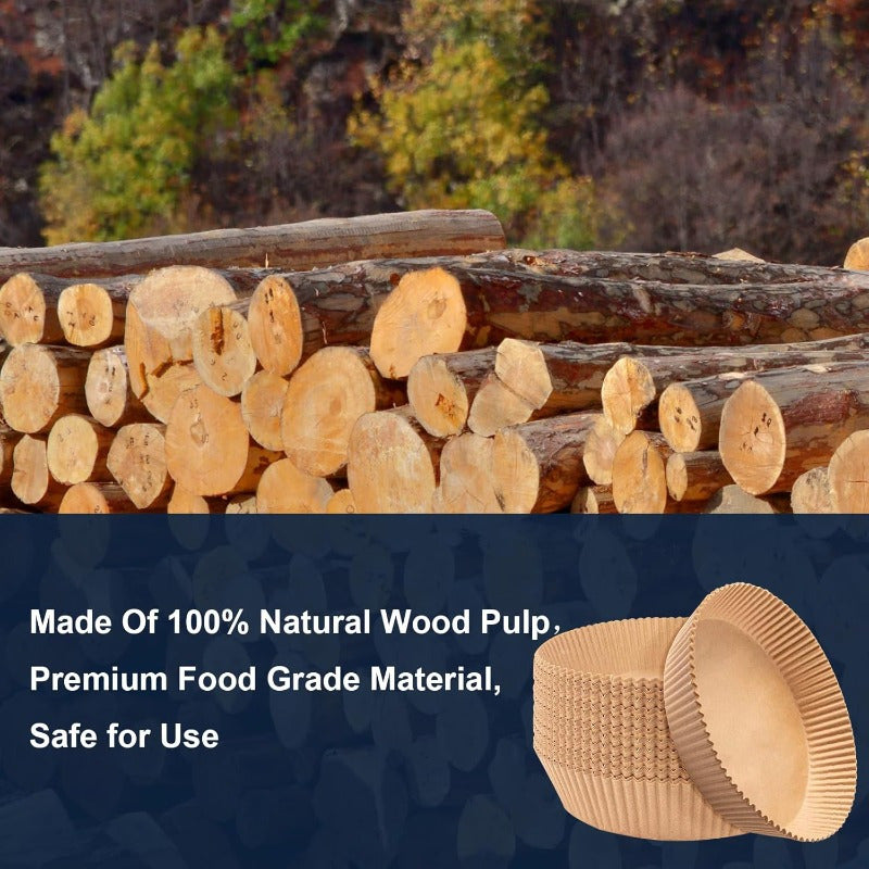 600pcs 7.9 Inch Round Air Fryer Baking Paper Liners - Non-Stick Parchment Sheets, Heat-Resistant up to 428°F, Oil-Proof & Safe for Air Fryer, Oven, Microwave, Steamer, Cooker - Compatible with 5-8QT Basket, Disposable & Easy Cleanup (Natural Wood Pulp) -