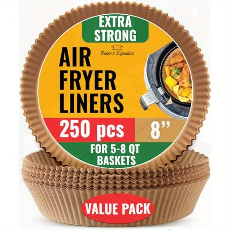 250pcs Ninja Air Fryer Liners Non-Stick & Oil-Proof Disposable Baking Sheets, 8 Inch Round Parchment Paper for 5-8 Qt Baskets, Compatible with Ninja, Gourmia, Chefman, PowerXL Air Fryers, Ovens & Microwaves - Easy Cleanup, Value Pack (250 Count),