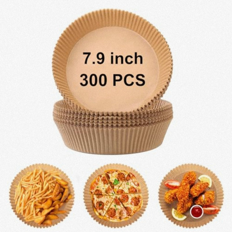 300pcs Heavy-Duty Non-Stick Air Fryer Baking Liners, Extra Large 7.9 Inch Round Parchment Papers, Pre-Cut Non-Stick Oven, Microwave, Fryer Sheets for Easy Cooking, Compatible with All Air Fryers, Ovens, Microwaves - Disposable & Kitchen Essentials, Air