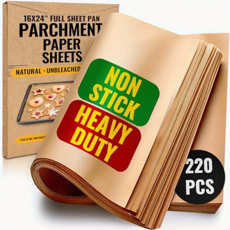 [220 Sheets] Full Sheet Pan 16 x 24 Inch Parchment Paper Baking Sheets by Bakers Signature Precut Silicone Coated Unbleached Will Not Curl or Burn NonToxic Comes in Convenient Packaging