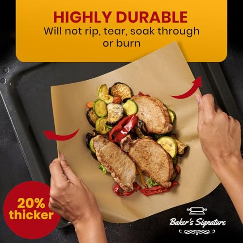 [220 Sheets] Full Sheet Pan 16 x 24 Inch Parchment Paper Baking Sheets by Bakers Signature Precut Silicone Coated Unbleached Will Not Curl or Burn NonToxic Comes in Convenient Packaging