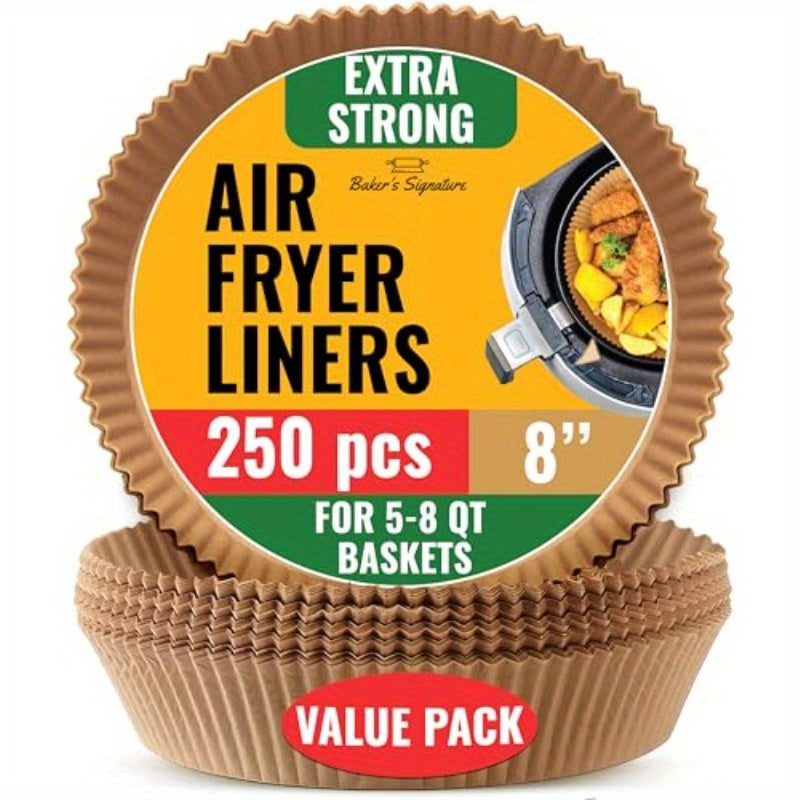 250pcs Ninja Air Fryer Liners Non-Stick & Oil-Proof Disposable Baking Sheets, 8 Inch Round Parchment Paper for 5-8 Qt Baskets, Compatible with Ninja, Gourmia, Chefman, PowerXL Air Fryers, Ovens & Microwaves - Easy Cleanup, Value Pack (250 Count),