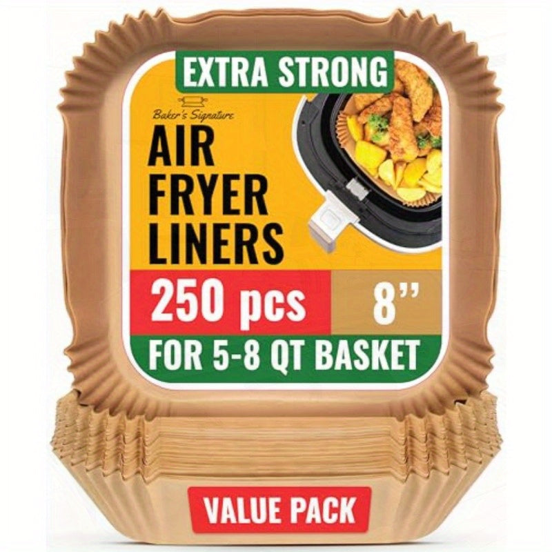 250pcs Disposable Air Fryer Liners - Non-Stick, Oil-Proof, Easy Cleanup, 8 Square Parchment Paper for Oven & Baking, Perfect for 5-8QT Baskets, Ideal for Home Cooking, Air Fryer Accessories, Baking Essentials, Easy Cleanup Liners, Oilproof Liners, Quick