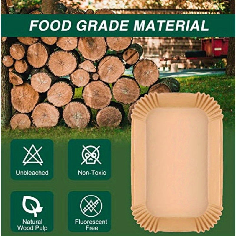 100pcs Ninja Dual Air Fryer Disposable Paper Liners - Non-Stick, Oil-Proof, Microwave & Oven Safe, 8.6x5.5 Inch Rectangular Parchment Paper for Baking, Roasting, Grilling - Compatible with Ninja Dual Air Fryer, Kitchen Essentials, Air Fryer Accessories,