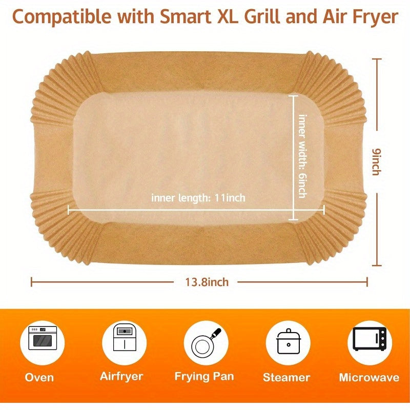 120pcs Ninja Smart XL Air Fryer Liners - Non-Stick, Heat-Resistant up to 400°F (200°C), Compatible with for Ninja Foodi Air Fryer, Rectangular Parchment Paper Sheets for Easy Cooking, Fits XL Basket, Kitchen Essentials (120 Count), Disposable Air Fryer