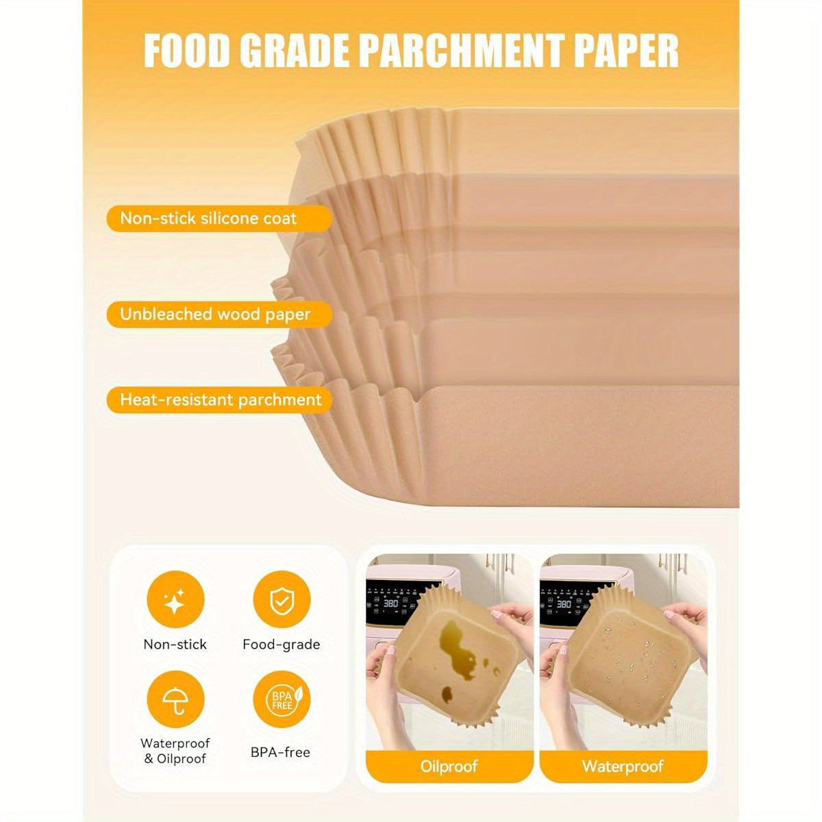 130pcs Nonstick Air Fryer Liners for Paris Hilton 6-Quart & 8-Inch Fryer - Food Grade Disposable Parchment Paper Baking Inserts, Bleach-Free, Easy Cleanup, Perfect for Chicken, Fries, and More, Air Fryer Accessories, Kitchen Essentials, Modern