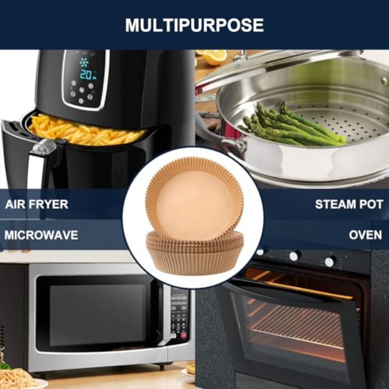 300pcs Heavy-Duty Non-Stick Air Fryer Baking Liners, Extra Large 7.9 Inch Round Parchment Papers, Pre-Cut Non-Stick Oven, Microwave, Fryer Sheets for Easy Cooking, Compatible with All Air Fryers, Ovens, Microwaves - Disposable & Kitchen Essentials, Air