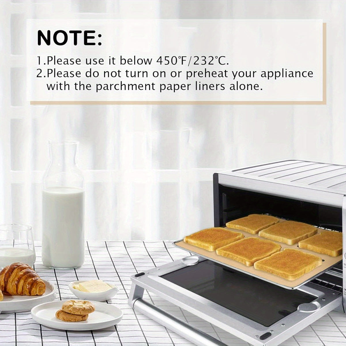 100pcs 11x9 Inch Disposable Parchment Paper with 2pcs Reusable Toast Oven Liners & Grill Mats Set - Non-Stick, Precut Air Fryer Liners for Oven & Grill, Perfect for Baking, Frying, and Grilling, Kitchen Essentials|Reusable Liners|Nonstick Surface, Oven