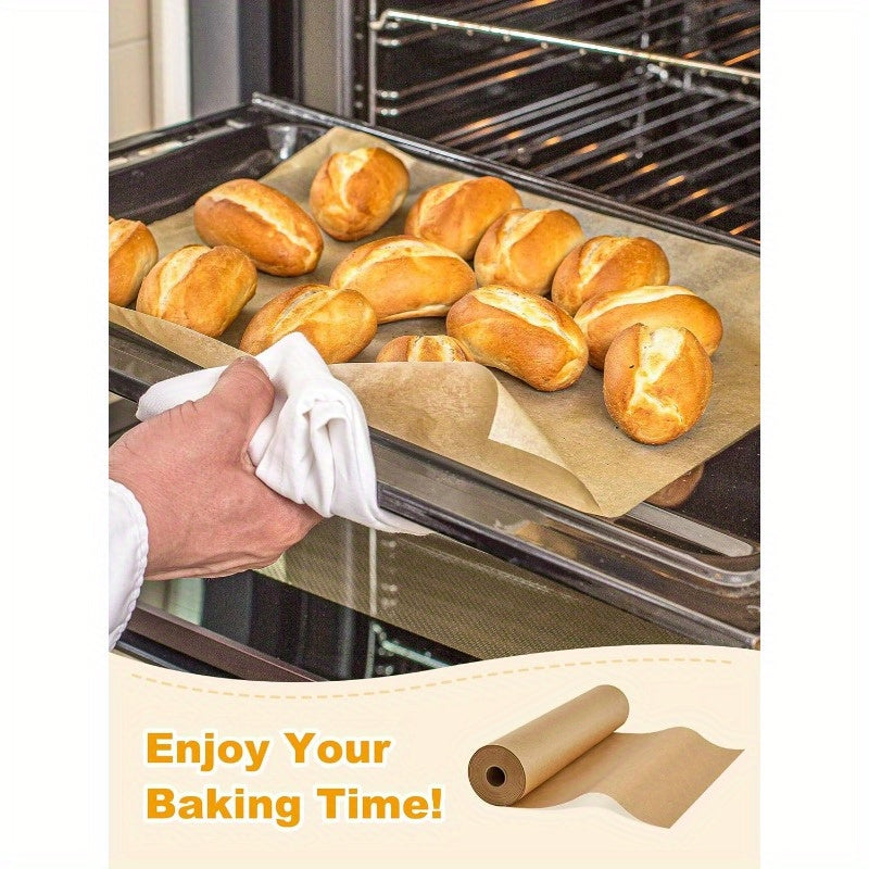 Parchment Paper Roll for Baking 15in x 242ft 300 sq. ft NonStick Baking Paper Sheets with Slide Cutter Heavy Duty Extra Long for Kitchen Baking Cooking Grilling Steaming Unbleached, Kitchen Baking Essential, Baking Sheet Liner, Unbleached Parchment