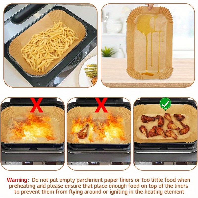 120pcs Ninja Smart XL Air Fryer Liners - Non-Stick, Heat-Resistant up to 400°F (200°C), Compatible with for Ninja Foodi Air Fryer, Rectangular Parchment Paper Sheets for Easy Cooking, Fits XL Basket, Kitchen Essentials (120 Count), Disposable Air Fryer