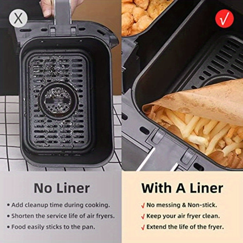 100pcs Ninja Dual Air Fryer Disposable Paper Liners - Non-Stick, Oil-Proof & Waterproof Parchment Paper for Baking, Microwave & Oven Use, 8.6in x 5.5in, Rectangular Design for Easy Cleanup, Air Fryer Accessories, Baking Essentials, Rectangular Liners,