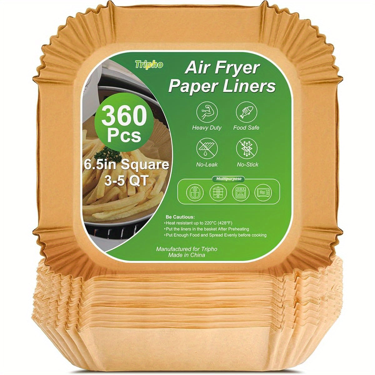 360pcs 6. 5 Square Unbleached Heavy Duty Air Fryer Paper Liners Disposable, Non-Stick & Non-Leak Parchment Paper Liners for Airfryer Basket, Deep Fryer Parts & Accessories, Air Fryer Liners Non Stick, Air Fryer Butter Paper, Air Fryer Liners Large Size,